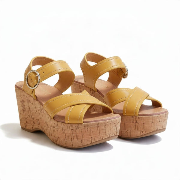 Fabulous Footwear By George Yellow Womens Wedge Sandals