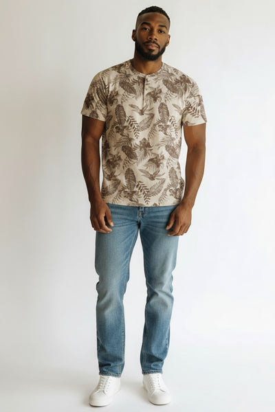 Joe Browns The Brand Forum Brown Floral Grandad Mens T-Shirt
