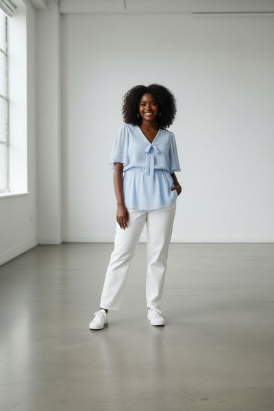 Simply Be Light Blue Dobby Womens  Blouse
