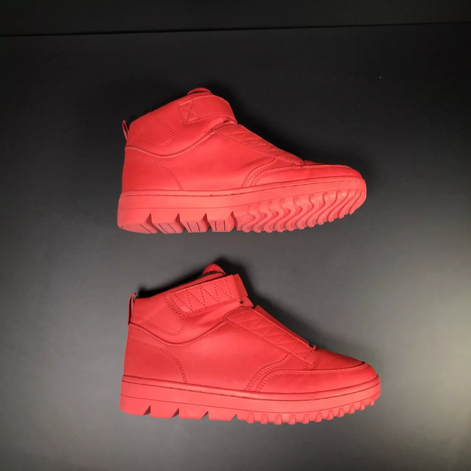 Zara Red Elasticated High-Top Faux Leather Boys Trainers