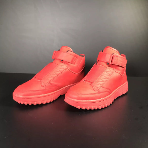 Zara Red Elasticated High-Top Faux Leather Boys Trainers