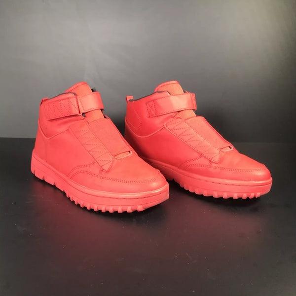 Zara Red Elasticated High-Top Faux Leather Boys Trainers