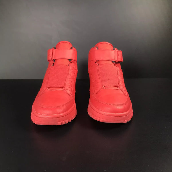Zara Red Elasticated High-Top Faux Leather Boys Trainers