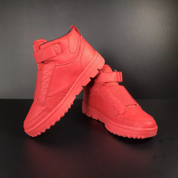 Zara Red Elasticated High-Top Faux Leather Boys Trainers