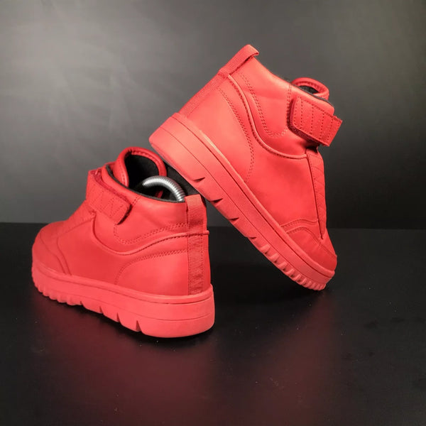 Zara Red Elasticated High-Top Faux Leather Boys Trainers