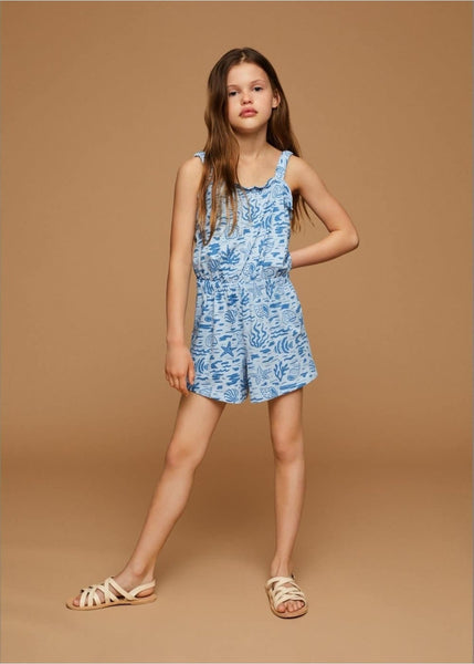 Mango Blue Sealife Print Older Girls Playsuit