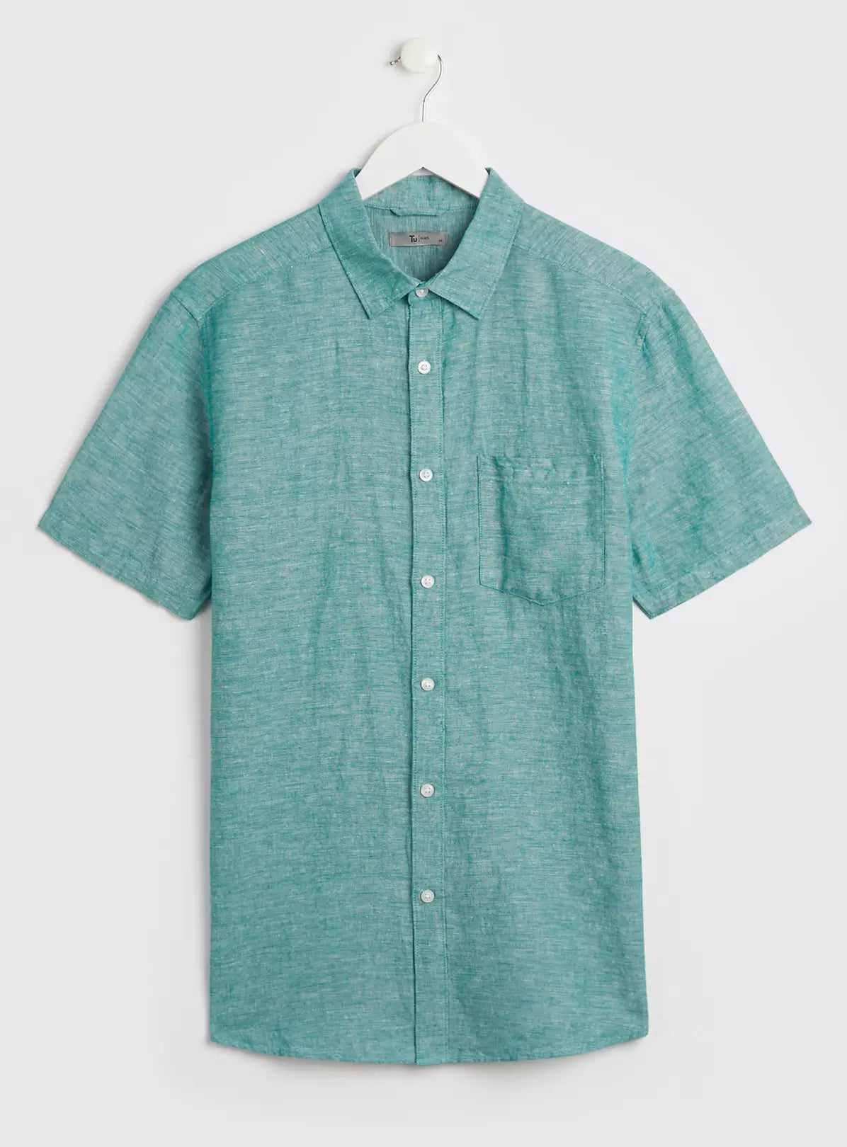 Tu Teal Linen Rich Regular Fit Mens Shirt