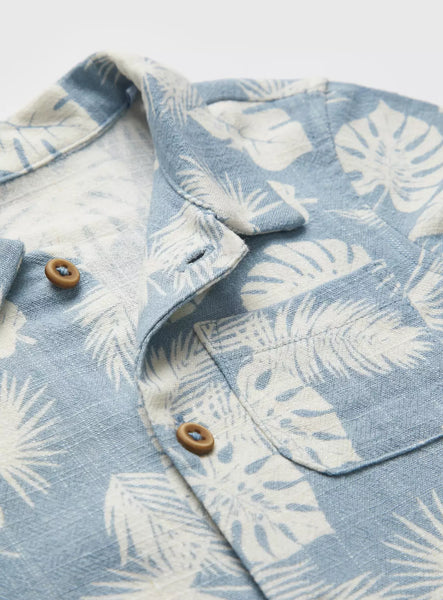 Tu Blue Hawaiian Print Baby Boys Shirt & Shorts Set