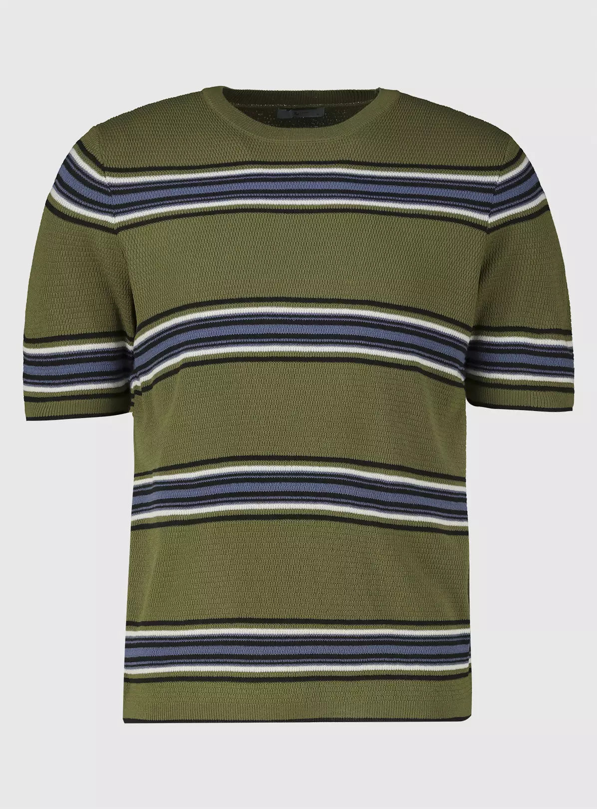 Tu Khaki Colour Block Stripe Knit Mens T-Shirt