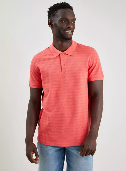 Tu Light Red Textured Mens Polo Shirt