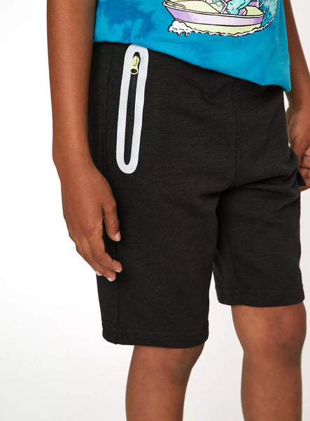 Tu Black & Lime Green Zip Younger Boys Shorts