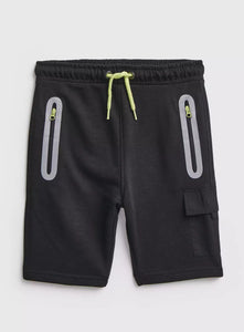 Tu Black & Lime Green Zip Younger Boys Shorts