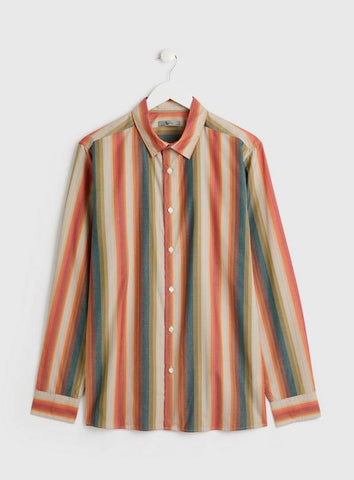 Tu Orange Stripe Regular Fit Mens Shirt