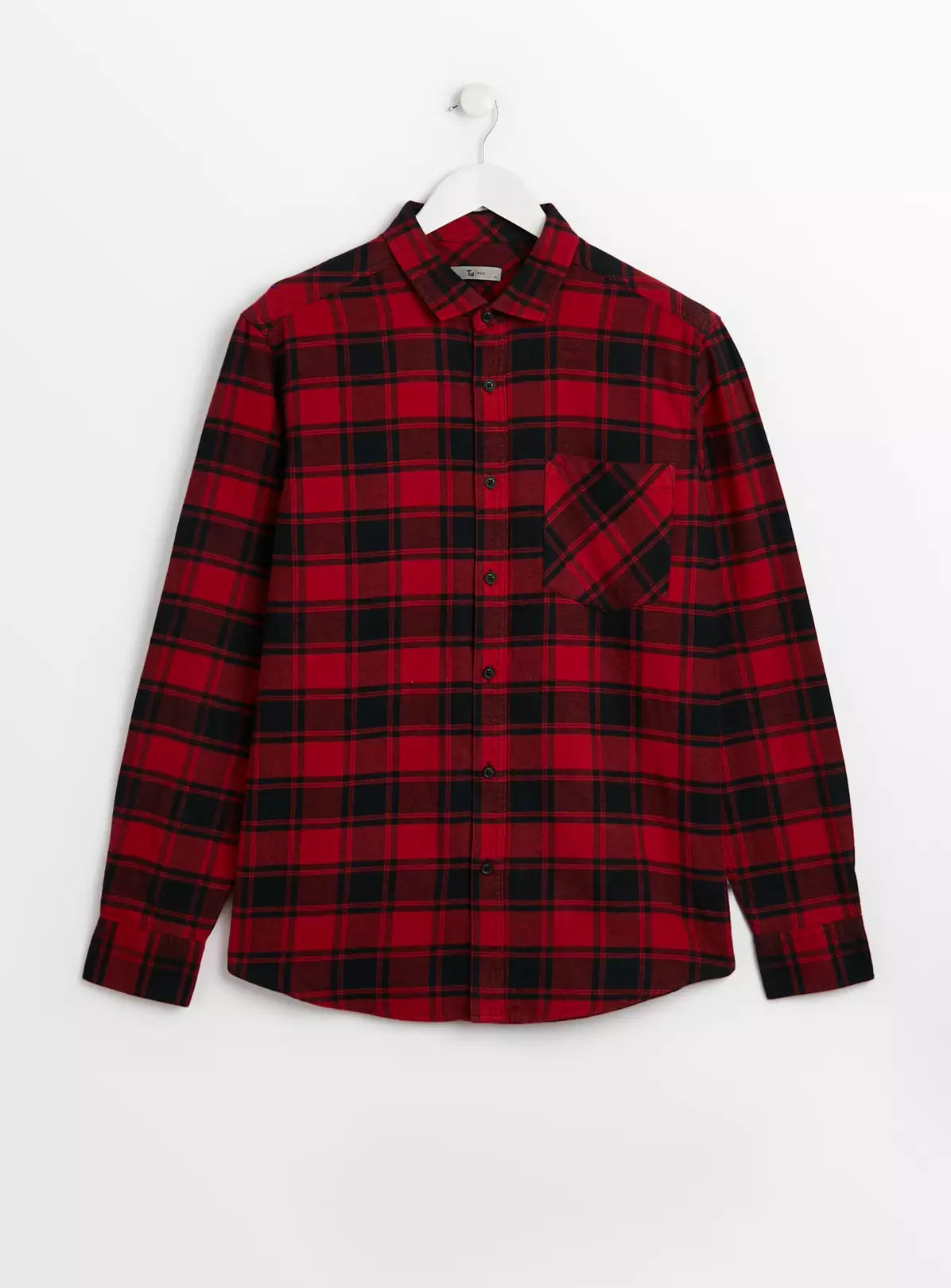 Tu Red Brushed Buffalo Check Mens Shirt