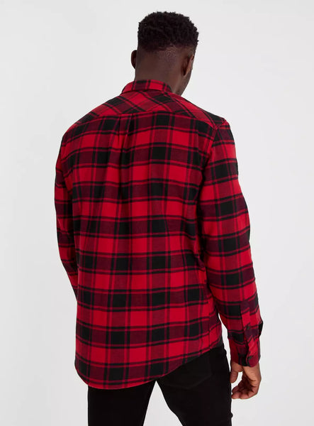 Tu Red Brushed Buffalo Check Mens Shirt