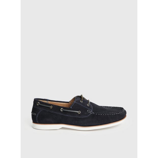 Tu Navy Leather Suede Boat Mens Shoes