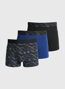 Tu 3 Pack Blue Digital Print Trunks Mens Boxers