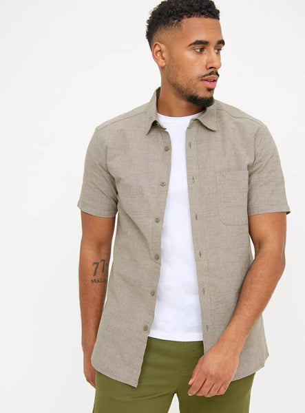 Tu Khaki Chambray Short Sleeve Mens Shirt