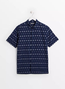 Tu Navy Aztec Jacquard Print Mens Shirt XL