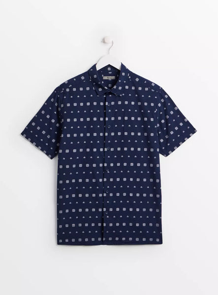 Tu Navy Aztec Jacquard Print Mens Shirt XL
