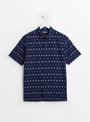 Tu Navy Aztec Jacquard Print Mens Shirt XL