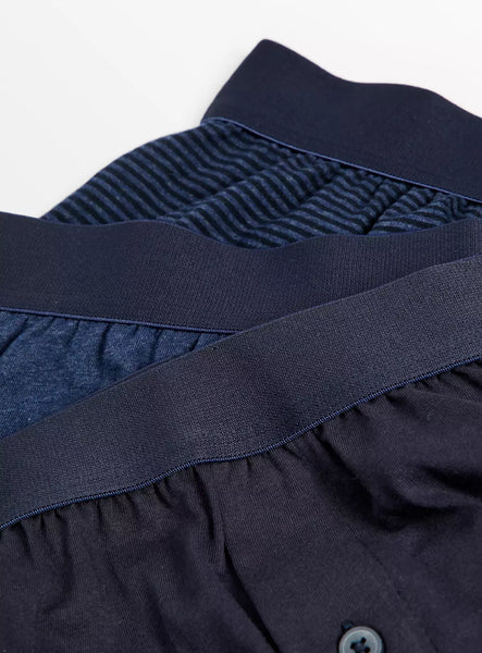 Tu 3 Pack Blue & Navy Stripe Marl Jersey Mens Boxers