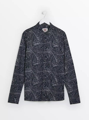Union Works Black Palm Leaf Print Mens Shirt