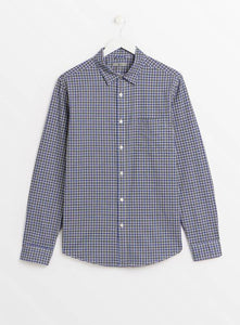 Tu Blue Micro Check Slim Fit Oxford Mens Shirt