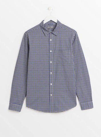 Tu Blue Micro Check Slim Fit Oxford Mens Shirt