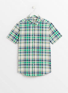 Tu Green Check Slim Fit Short Sleeve Oxford Mens Shirt