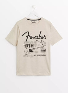 Tu Fender Light Grey Marl Guitar Graphic Mens T-Shirt