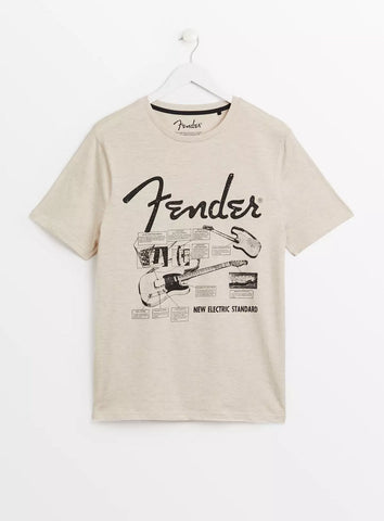 Tu Fender Light Grey Marl Guitar Graphic Mens T-Shirt