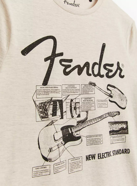 Tu Fender Light Grey Marl Guitar Graphic Mens T-Shirt
