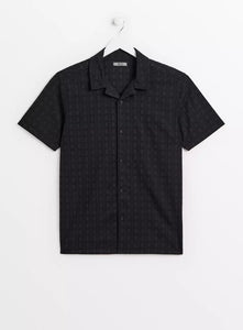 Tu Black Short Sleeve Broderie Mens Shirt