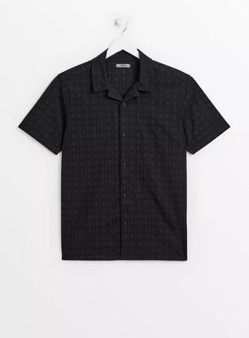 Tu Black Short Sleeve Broderie Mens Shirt
