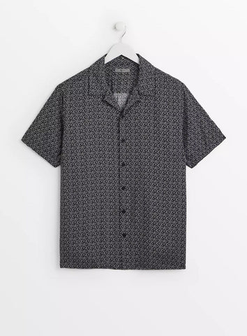 Tu Monochrome Geometric Viscose Short Sleeve Mens Shirt