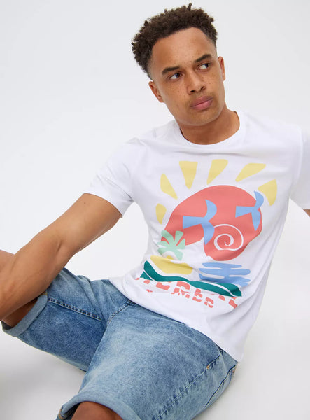Tu White Abstract Eternal Summer Print Mens T-Shirt