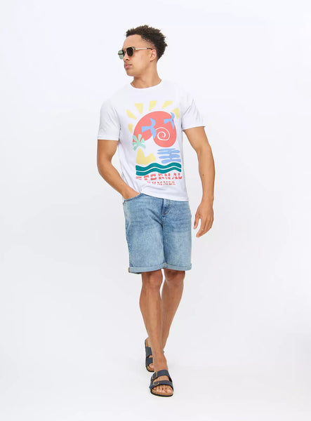 Tu White Abstract Eternal Summer Print Mens T-Shirt