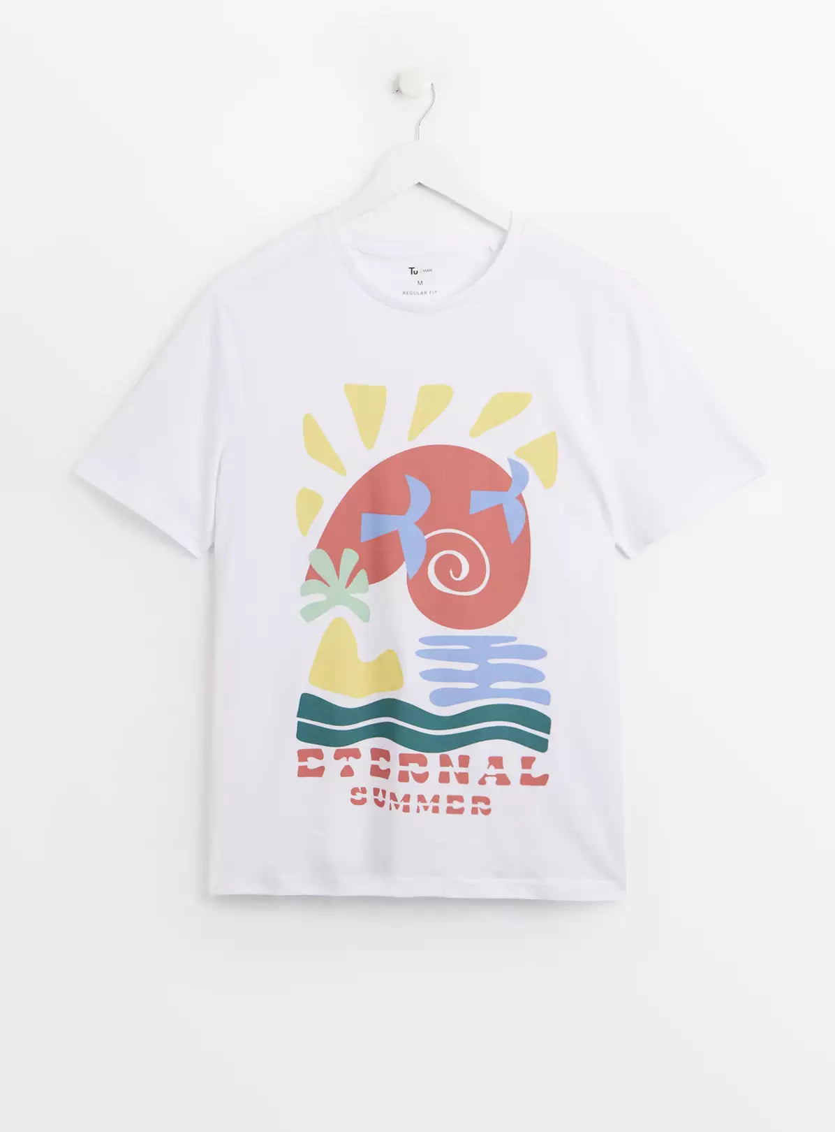 Tu White Abstract Eternal Summer Print Mens T-Shirt