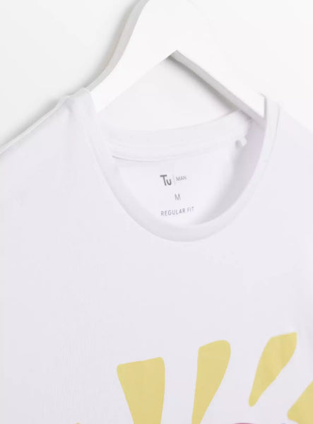 Tu White Abstract Eternal Summer Print Mens T-Shirt