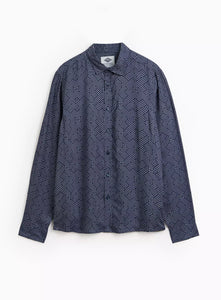 Union Works Navy Geometric Printed Long Sleeve Mens Shirt