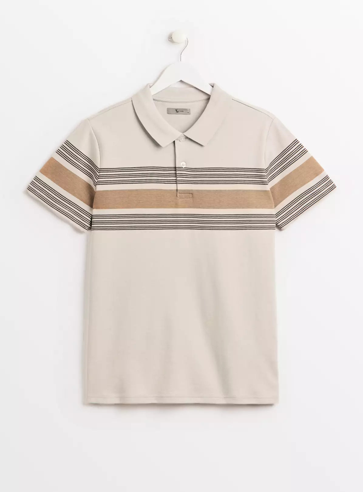 Tu Neutral Stripe Short Sleeve Mens Polo Shirt