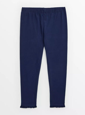 Tu Navy Broderie Trim Younger Girls Leggings