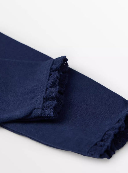 Tu Navy Broderie Trim Younger Girls Leggings