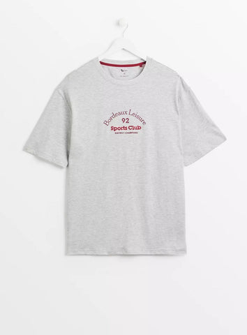 Tu Grey Marl Bordeaux Sports Club Mens T-Shirt