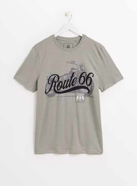 Tu Grey Route 66 Print Mens T-Shirt