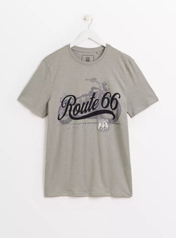 Tu Grey Route 66 Print Mens T-Shirt