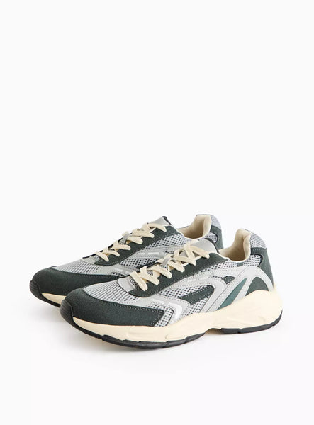 Tu Grey Contrast Panel Retro-Style Mens Trainers