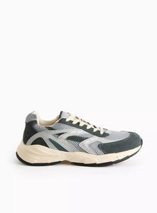 Tu Grey Contrast Panel Retro-Style Mens Trainers