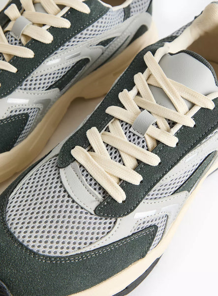 Tu Grey Contrast Panel Retro-Style Mens Trainers